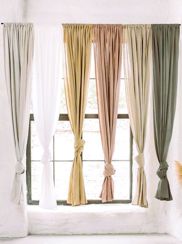 An example of assembled curtains on the window
