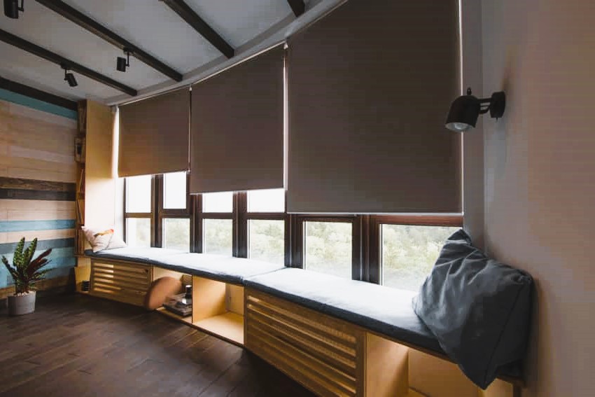 living room motorized blinds